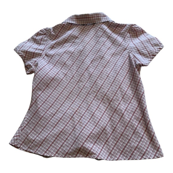 Dorothy Perkins Short Sleeve Tie Front Snap Button Plaid Blouse - Size Medium - Picture 4 of 14